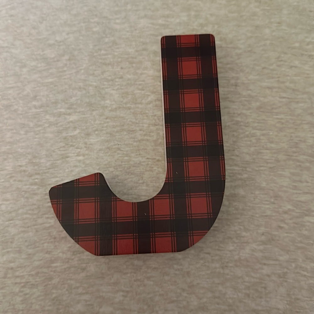Initial Letter J - Red and Black Plaid